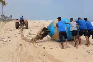 கிளிநொச்சி சுண்டிக்குளம் கடற்கரைப் பகுதியில் மர்மப் பொருள் ஒன்று கரையொதுங்கியது